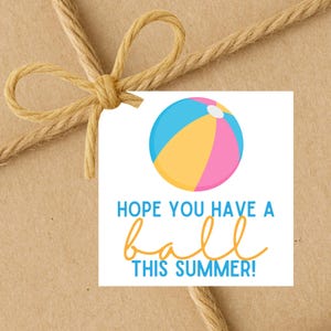 INSTANT DOWNLOAD Hope You Have A Ball This Summer Square Gift Tags 2.5x2.5