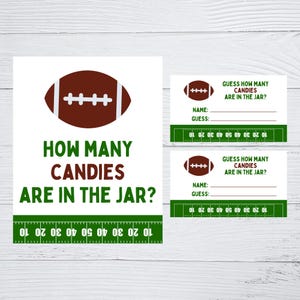 INSTANT DOWNLOAD Football Guess How Many Candies Are In The Jar Guessing Game