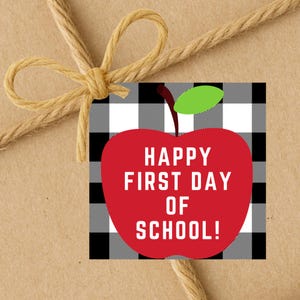 Happy First Day Of School | Apple | Back To School Gift Tags | Instant Download | 2.5x2.5