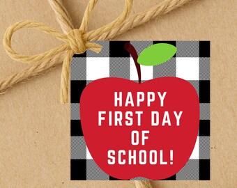 Happy First Day Of School | Apple | Back To School Gift Tags | Instant Download | 2.5x2.5
