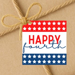 INSTANT DOWNLOAD Happy Fourth Independence Day Square Gift Tags 2.5x2.5
