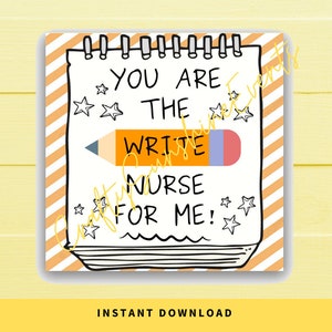 SOFORTIGER DOWNLOAD You Are The Write Nurse For Me Quadrat Geschenkanhänger 2.5x2.5