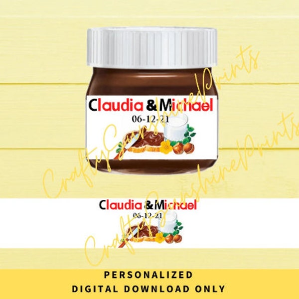 DIGITALE DOWNLOAD ONLY- Gepersonaliseerde Mini Nutella Labels