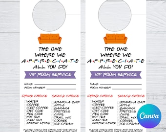 Affiche modifiable pour la semaine d'appréciation des enseignants et du personnel sur le thème des amis, service d'étage VIP 3,5 x 8,5