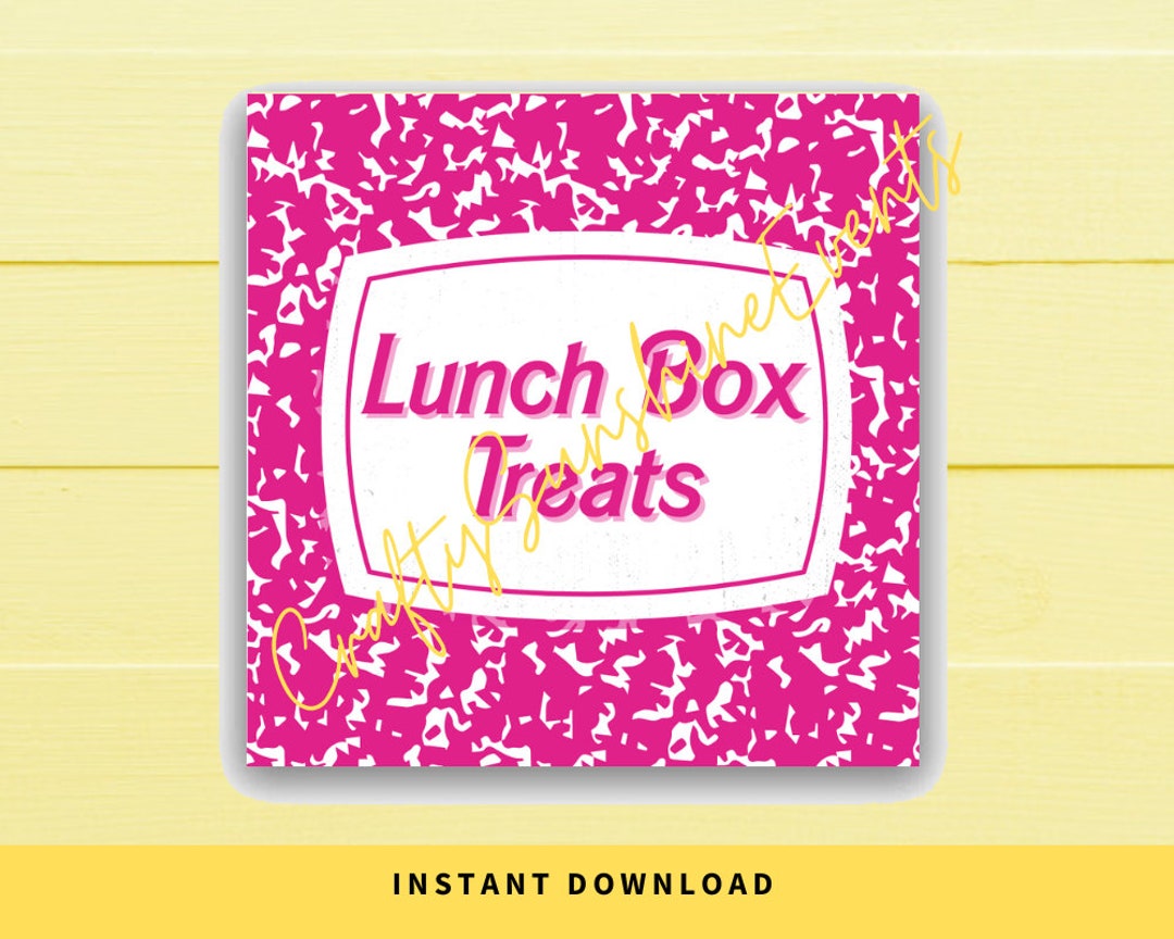 INSTANT DOWNLOAD Pink Lunch Box Treats Back to School Square Gift Tags
