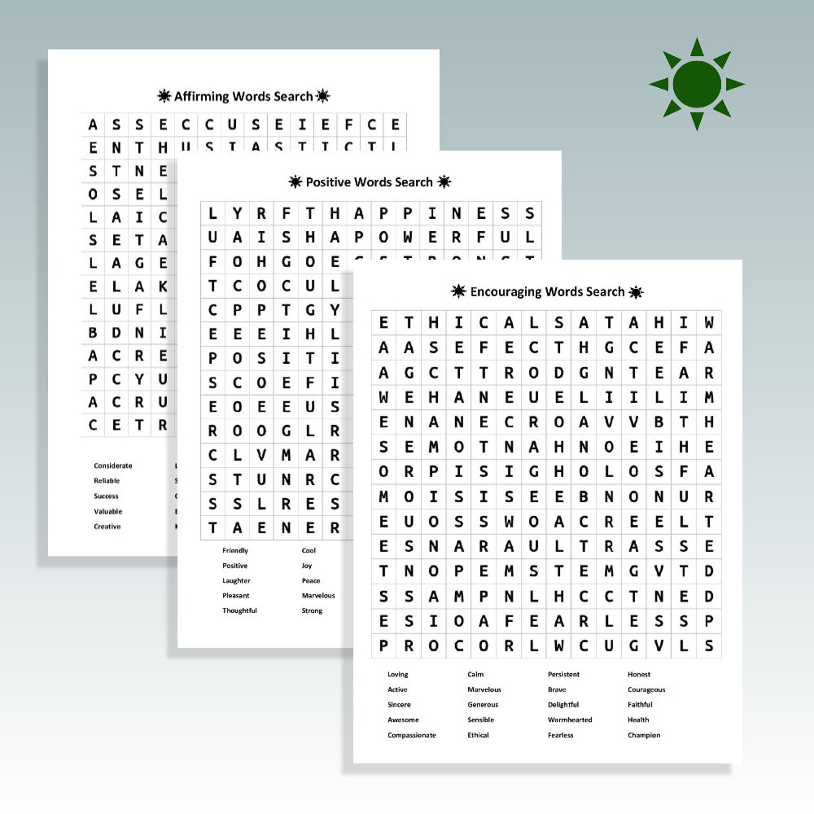 Positive word search coping skills puzzles to improve mental etsy