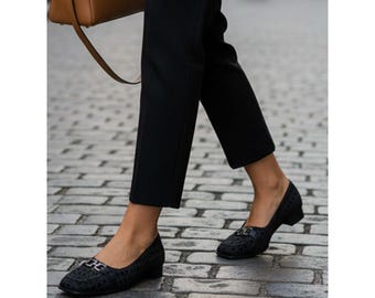 Salvatore Ferragamo Vintage Boutique Gancini Fabric Loafers - Black - Size 7.5