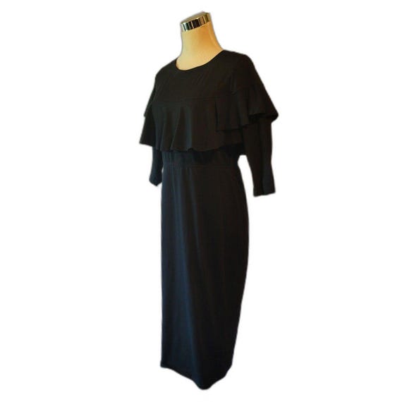 Eshakti Vintage Ruffle Front Black Dress | Size M-10