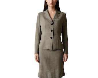 Tailleur blazer et jupe vintage Evan-Picone taupe taupes 10