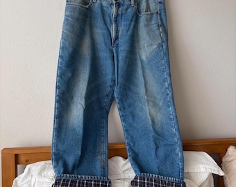 2000s LL Bean insulated pants ll bean insulated jeans. Medium wash