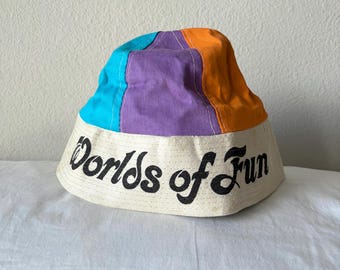 Vintage 70s Champion Spark Plugs Bucket Hat Cap All Over Print Sz