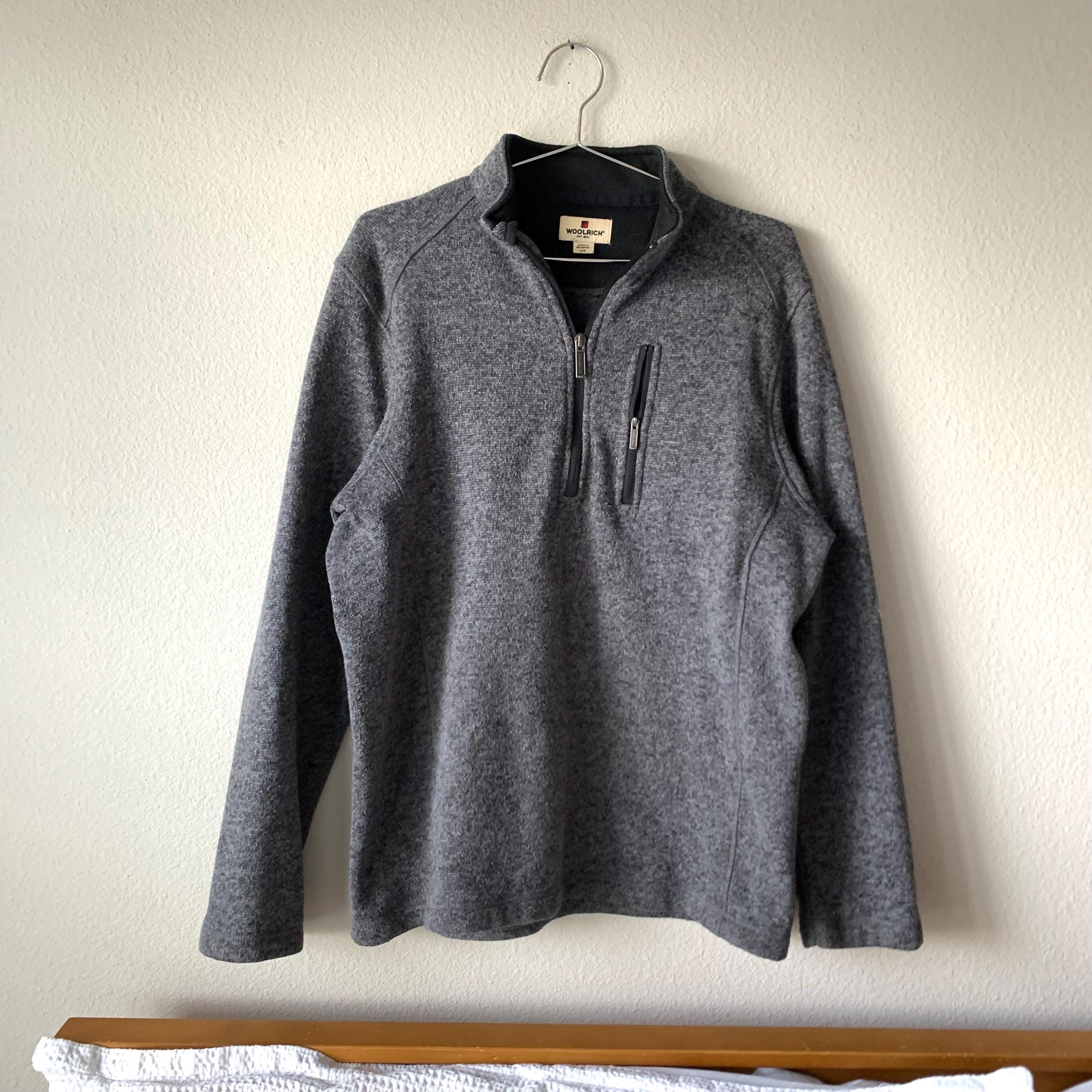 Woolrich Fleece Zip up Pullover Sweater. Grey. Men's Large - Etsy