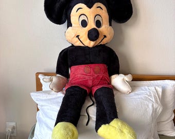 Vintage 1960s 1970s huge Mickey Mouse plushy stuffed animal. Vintage Walt Disney. large plush