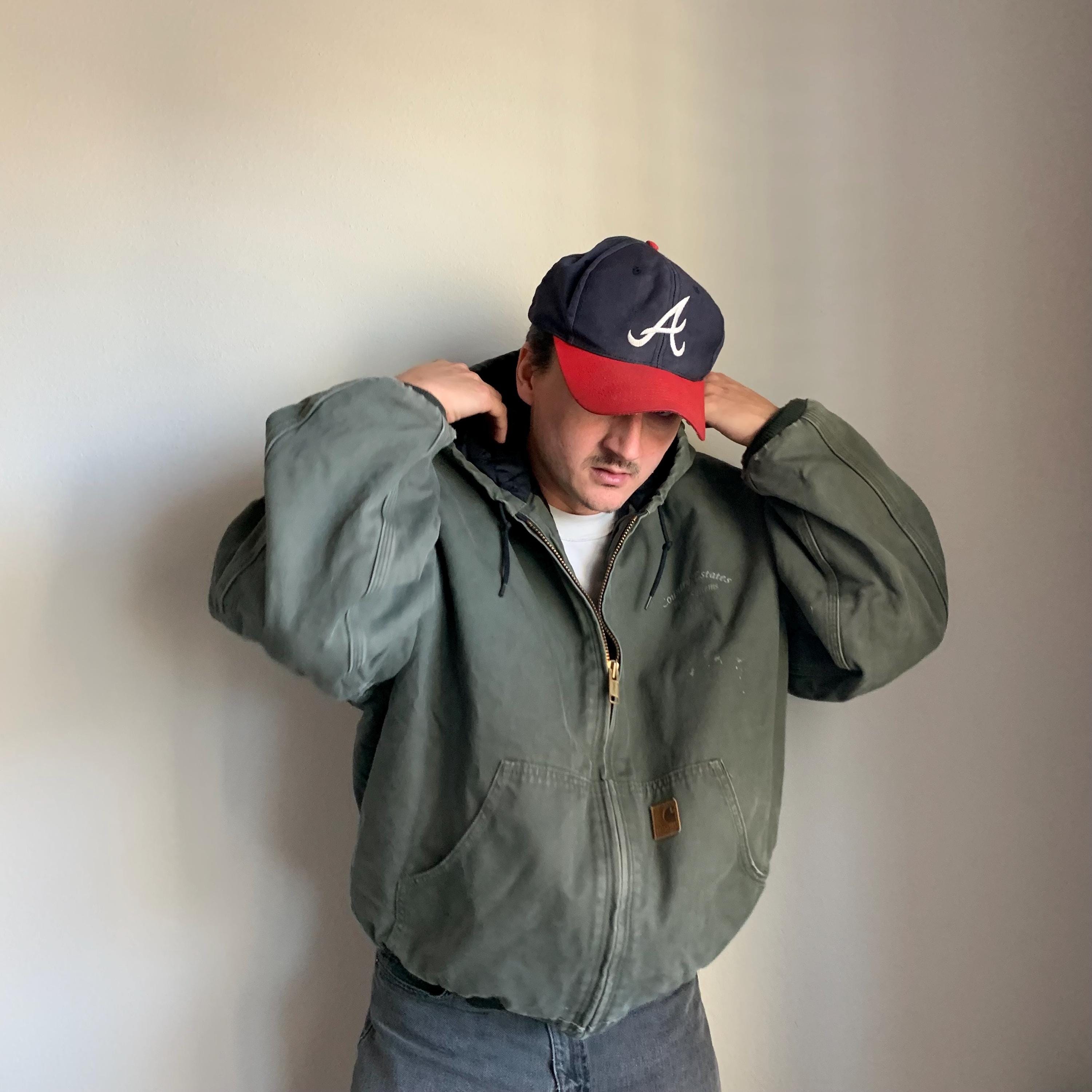 Vintage Faded Moss Green Carhartt Jacket. Boxy Oversized Fit 