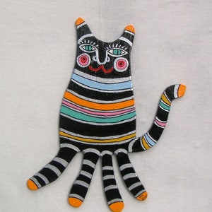 Window picture &quot;BLACK CAT&quot; F6b, plywood, 27 cm long, handmade, colorful window or wall decoration, original gift for cat lover