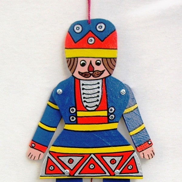 Jumping jack: "HAMPEL-HUSAR" HV1, plywood, about 33 cm high, funny toy, colorful wall decoration, original and decorative gift