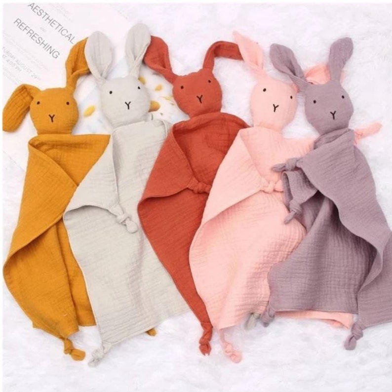 Bunny Comforter | Muslin Bunny comforter | Comfort Cuddle Bunny | Organic Cotton Muslin Bunny | Baby Bunny Toy 