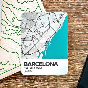 Carte de Barcelone, Catalogne, Espagne | Plan minimal des rues | Autocollant en vinyle