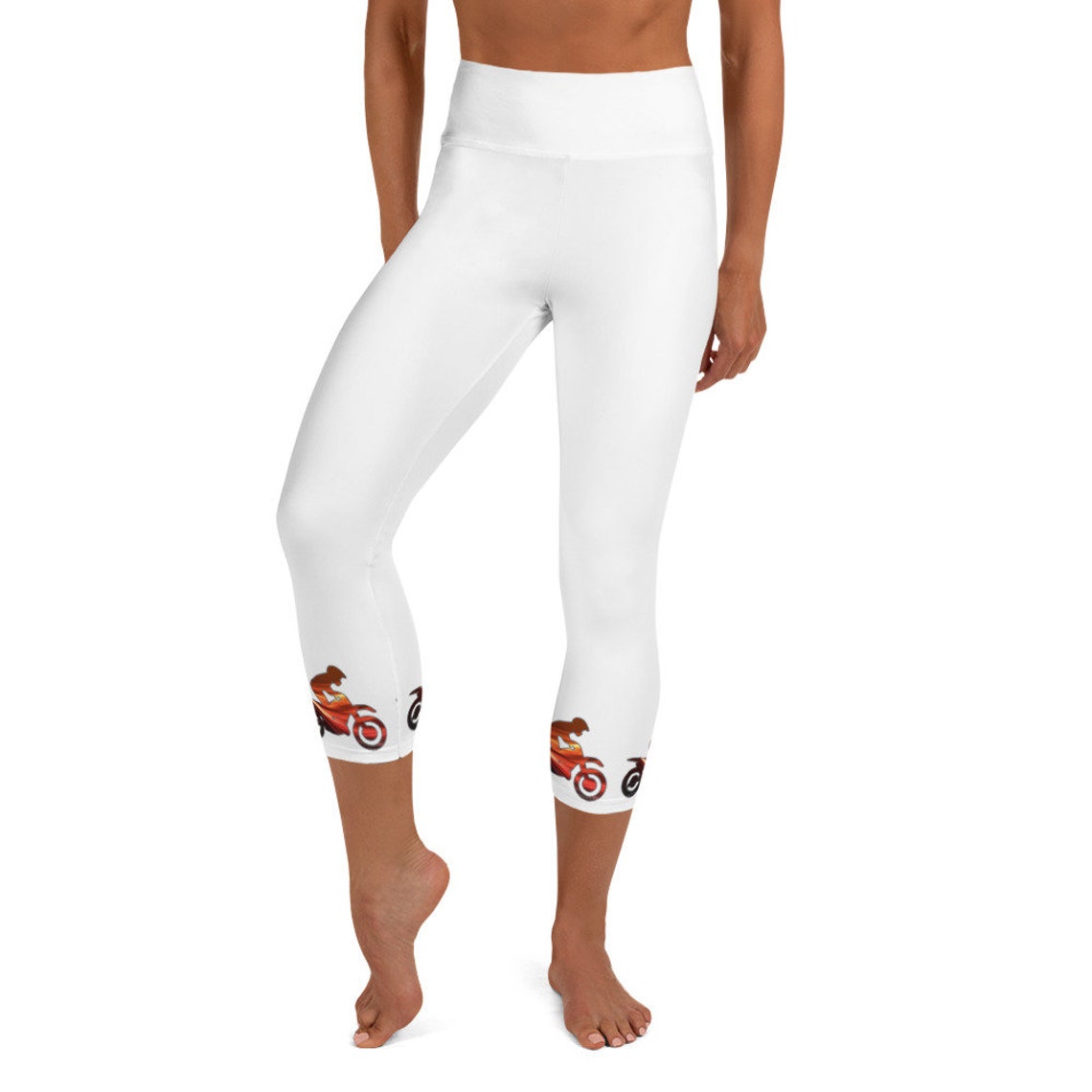 White Yoga Capri Leggings Sunset Dirt Bike Etsy