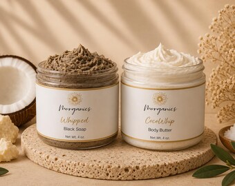 Whipped Black Soap & CocoWhip Duo | Cleanse + Moisturize Skincare Set | 2 oz and 4 oz