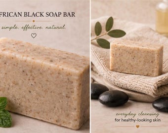 African Black Soap Bar | Natural Face & Body Soap for Acne-Prone Oily Skin | Handmade Cleanser