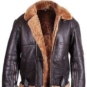 Mens Aviator Flying B3 Real Shearling Sheepskin Flying Pilot Vintage ...