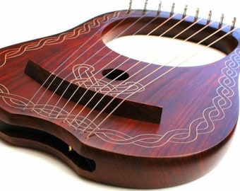 Rosewood Lyre Harp 10 Metal Strings/Rosewood Lyre Harp Flower Design 10 Strings/Lyra Harp