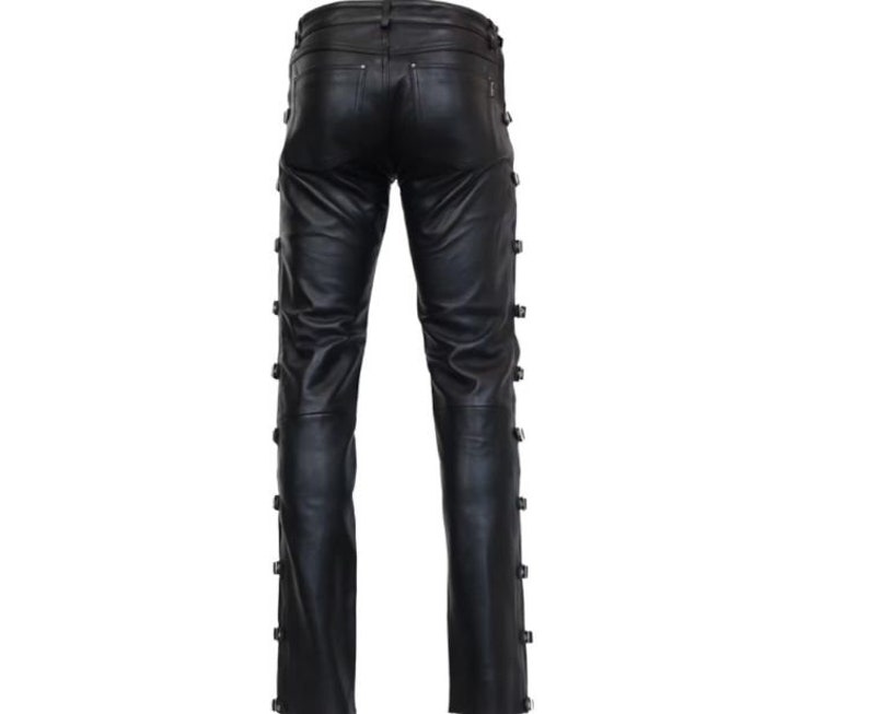 Men's Leather Pants, Buckle Pants for Men, Party Pant, Casual Wear