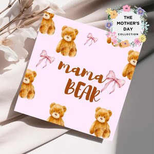 Mama Bear Mother&#39;s Day Card Pink Thank You Mummy Mother&#39;s Day Card, Cute Card for Mummy, Amazing Mum Mother&#39;s Day Card