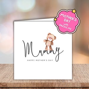 Mummy Mothers Day Card | Teddy Bear Card for Mum | Handmade Mother’s Day Card for Mummy Keepsake Mothers Day Gift