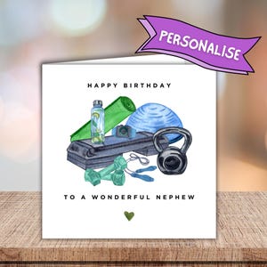 Biglietto di auguri di compleanno personalizzato per lui dedicato al fitness - Regalo personalizzato per nipote, figlio, adolescente, appassionato di fitness
