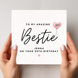 Gepersonaliseerde 30e verjaardagskaart beste vriend, beste vriend 30e verjaardag, 30e verjaardagscadeau voor bestie, dertigste verjaardagskaart voor bestie
