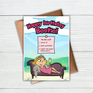 Personalised Bestie Birthday Card for Her – Custom Name Fabulous Woman Card – Humorous Birthday Card for Friend, Sister, Mum