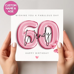 Cartão de aniversário de 60 anos personalizado para amiga, Ideias de presentes de 60 anos para mãe, Cartão de aniversário de 60 anos para mulheres, Cartão de aniversário de 60 anos para mulheres