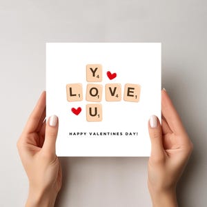 Scrabble I Love You Valentinstag Karte für Ihn, Sie, Freundin, Freund, Ehemann, Ehefrau, besten Freund