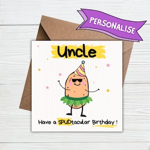 Uncle Funny Birthday Card, Birthday Card For Uncle, Uncle Birthday Gift, Spudtacular Uncle Card, Birthday Card For Him, Uncle Gift