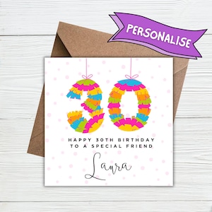 Gepersonaliseerde 30e verjaardagskaart beste vriend, beste vriend 30e verjaardag, 30e verjaardagscadeau voor bestie, verjaardagskaart jaren dertig voor bestie