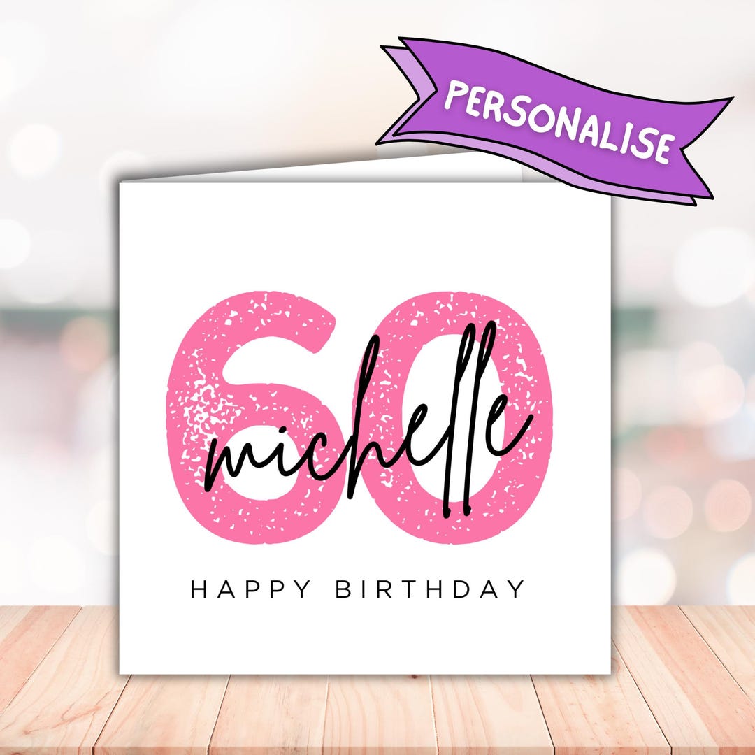 Personalised 60th Birthday Card | Pink Milestone Age Card With Custom ...