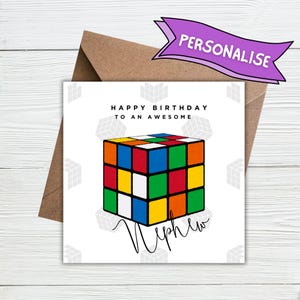 Biglietto di auguri di compleanno a forma di cubo di Rubik per lui / Biglietto di auguri di compleanno a forma di puzzle per ragazzi / Biglietto per figlio, nipote, nipote, adolescente, preadolescente