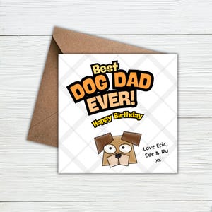 Funny Dog Dad Birthday Card – “Best Dog Dad Ever!” – Pet-Themed Card from the Dog – Cute Cartoon Design, Personalised Dog Lover Card