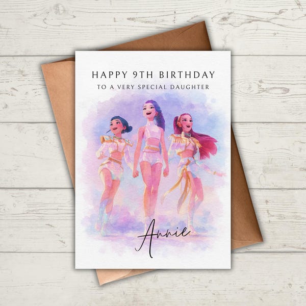 Tarjeta de cumpleaños de cazadores de demonios de Kpop – Tarjeta personalizada