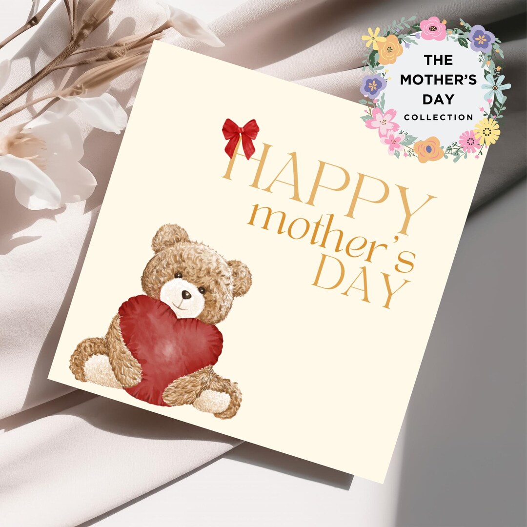Mother's Day Card Red Heart Thank You Mum Mother's Day Card, Mum in a ...