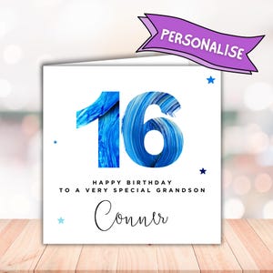 Biglietto di auguri personalizzato per il 16° compleanno di un ragazzo, biglietto di auguri per 16 anni per figlio, nipote, fratello,