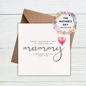 Mummy Mother&#39;s Day Card Thank You Mummy Mother&#39;s Day Card, Red Heart Balloon Card for Mummy, Amazing Mum Mother&#39;s Day Card