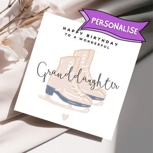 Personalised Ice Skating Birthday Card – Custom Granddaughter Gift for Figure Skaters & Ice Skating Lovers