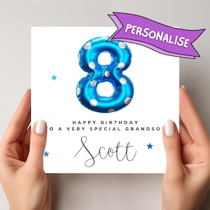 Biglietto di auguri personalizzato per l&#39;ottavo compleanno di un bambino, biglietto di auguri per l&#39;ottavo compleanno di un figlio, nipote, nipote, fratello, biglietto di auguri per bambini di 8 anni per lui