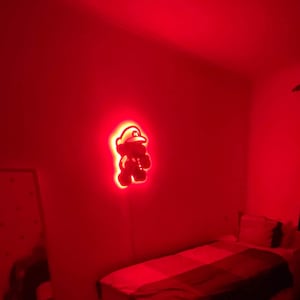 Mario Led Sign Wall Art Decor Glow in the dark Wall Art Kids Room Decor LED Decoration Custom Sign Gift image 5