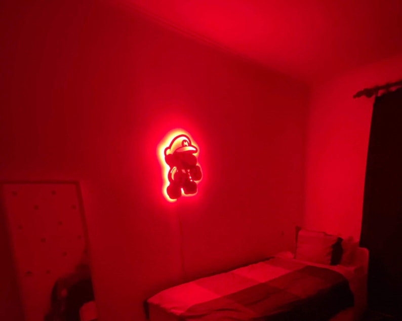 Mario Led Sign Wall Art Decor Glow in the dark Wall Art Kids Room Decor LED Decoration Custom Sign Gift image 5