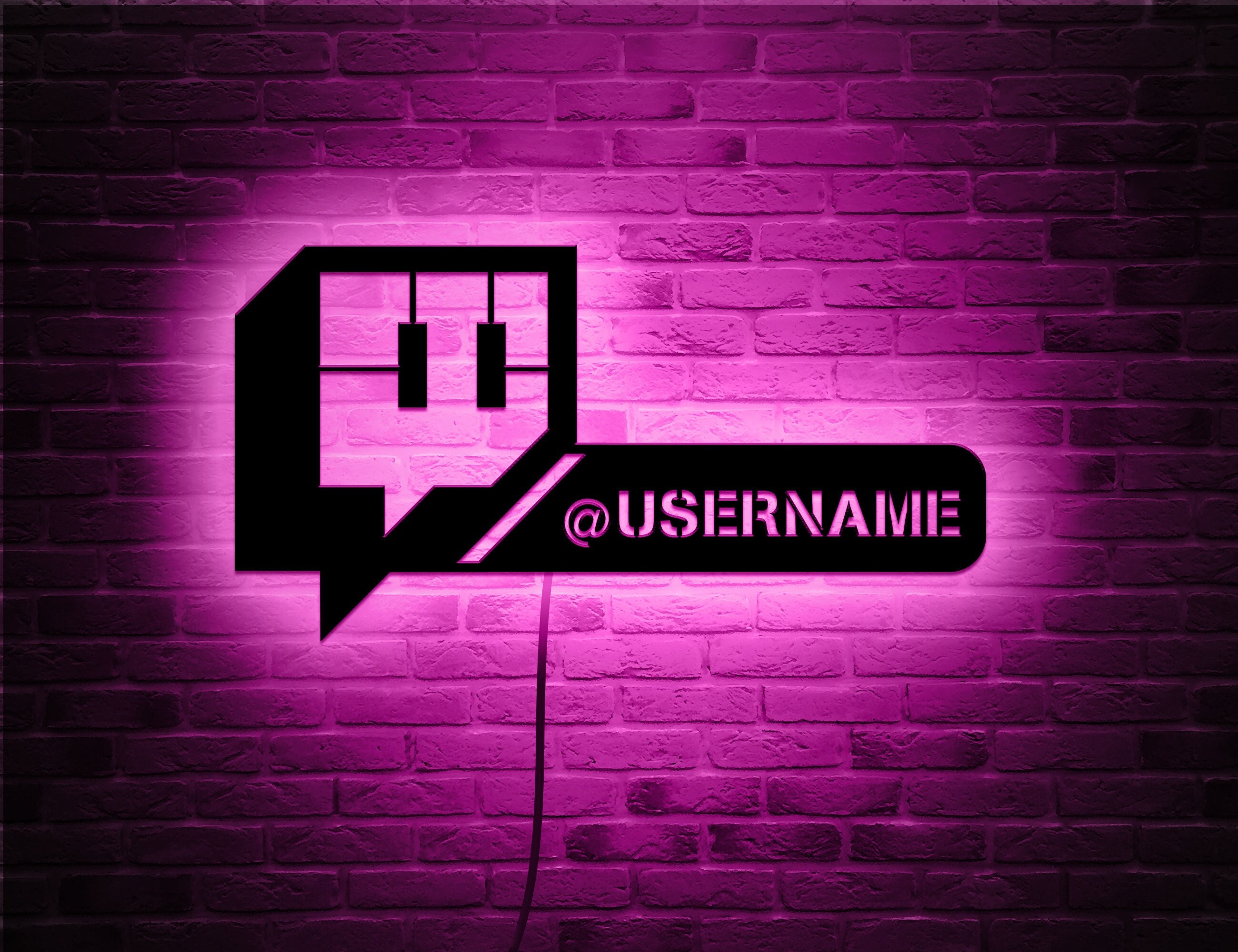 Personalize Username Twitch Led Sign Wall Art Decor Glow in