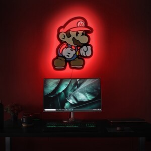 Mario Led Sign Wall Art Decor Glow in the dark Wall Art Kids Room Decor LED Decoration Custom Sign Gift image 3